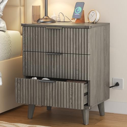 Lulive Wood Black Dresser for Bedroom Fluted Modern Chest of Drawers Storage Organizer