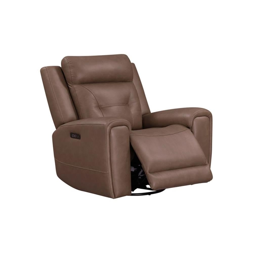 Pemberly Row Zero Gravity Power Recline Sofa Set, Faux Leather in Brown, Includes Sofa, Loveseat & Recliner, Built-in USB & Wireless Charging, Biscuit Tufted Back, Transitional Living Room Seating