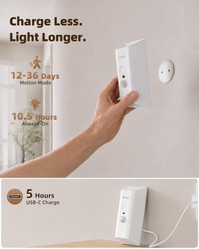EZVALO Motion Sensor Wall Light with Remote Control, Wireless Wall Lamp, 3 Color Temps, Dimmable, Magnetic, LED Indoor Rechargeable Wall Sconce, 4000mAh, for Hallway, Stair, Bedroom, Renters
