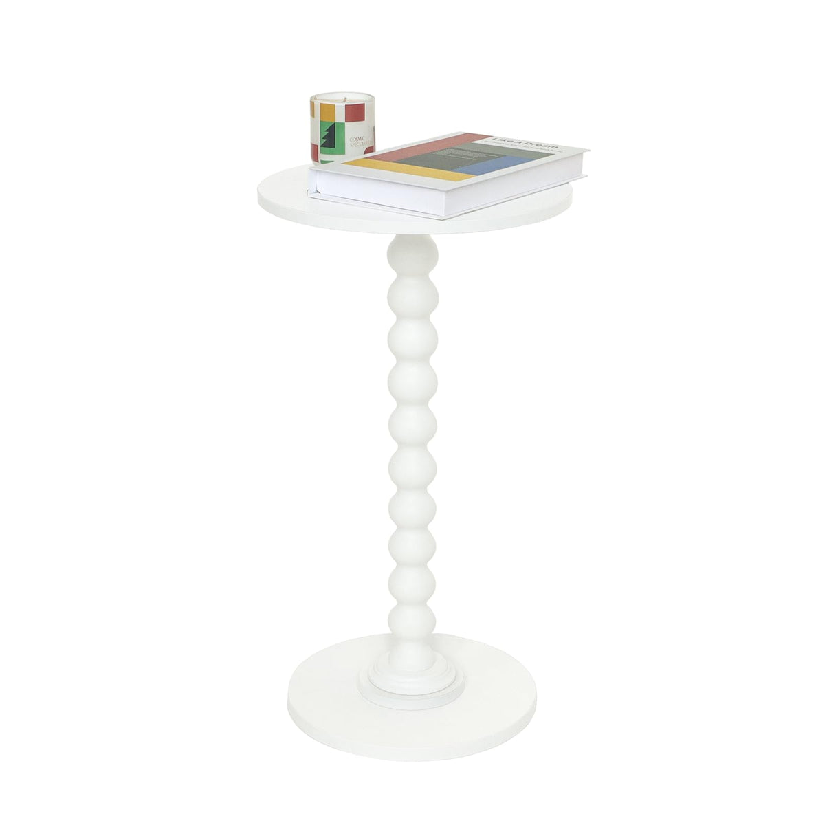 Fultyle Round Side Table, Small Drink Table for Small Spaces, Modern End Coffee Table with Solid Wood Leg for Living Room, Bedroom, Corners, and Office