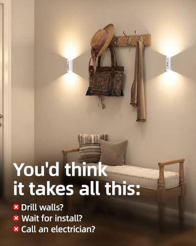 EZVALO Motion Sensor Wall Light with Remote Control, Wireless Wall Lamp, 3 Color Temps, Dimmable, Magnetic, LED Indoor Rechargeable Wall Sconce, 4000mAh, for Hallway, Stair, Bedroom, Renters