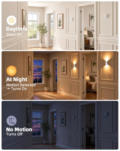 EZVALO Motion Sensor Wall Light with Remote Control, Wireless Wall Lamp, 3 Color Temps, Dimmable, Magnetic, LED Indoor Rechargeable Wall Sconce, 4000mAh, for Hallway, Stair, Bedroom, Renters