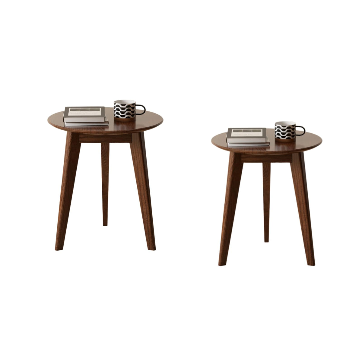 Vadisun Round End Table - Accent Side Table with 3 Legs, 100% Natural Solid Wood Side Table for Living Room, Eco-Friendly Painted Small End Table for Bedroom Office Small Spaces