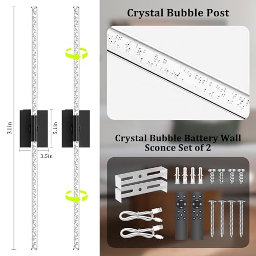 iThird Battery Operated Wall Sconces Set of 2, 10000mAh
