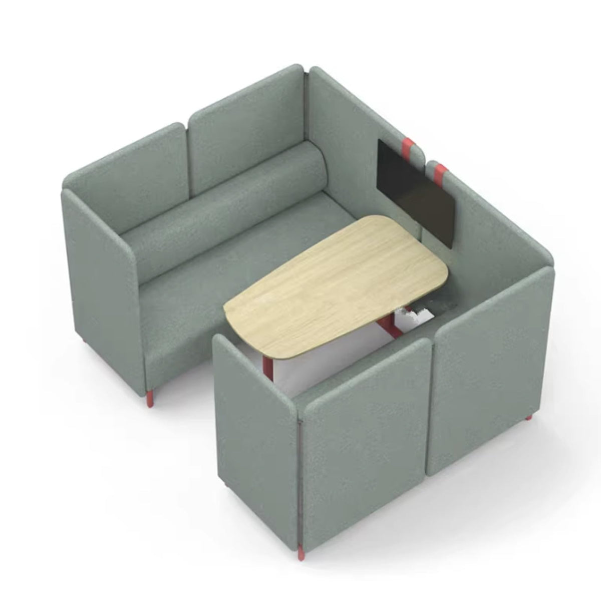 Modern Modular High Back Sofa With Privacy ScreenPartition Seating Set