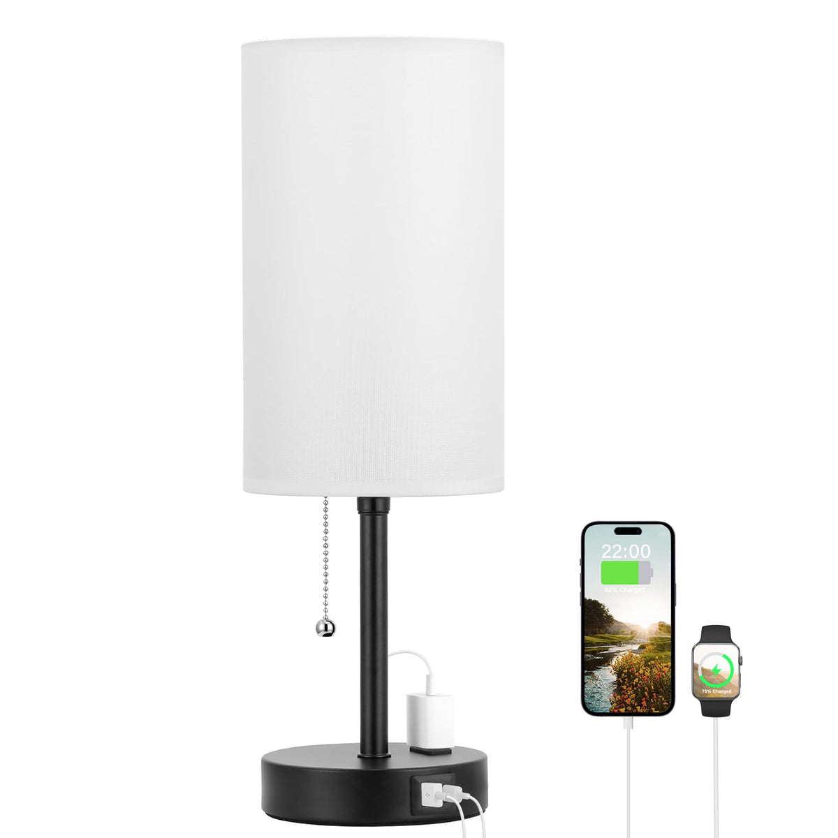 Dicoool Pull Chain Bedside Lamps for Bedroom,Small Lamp