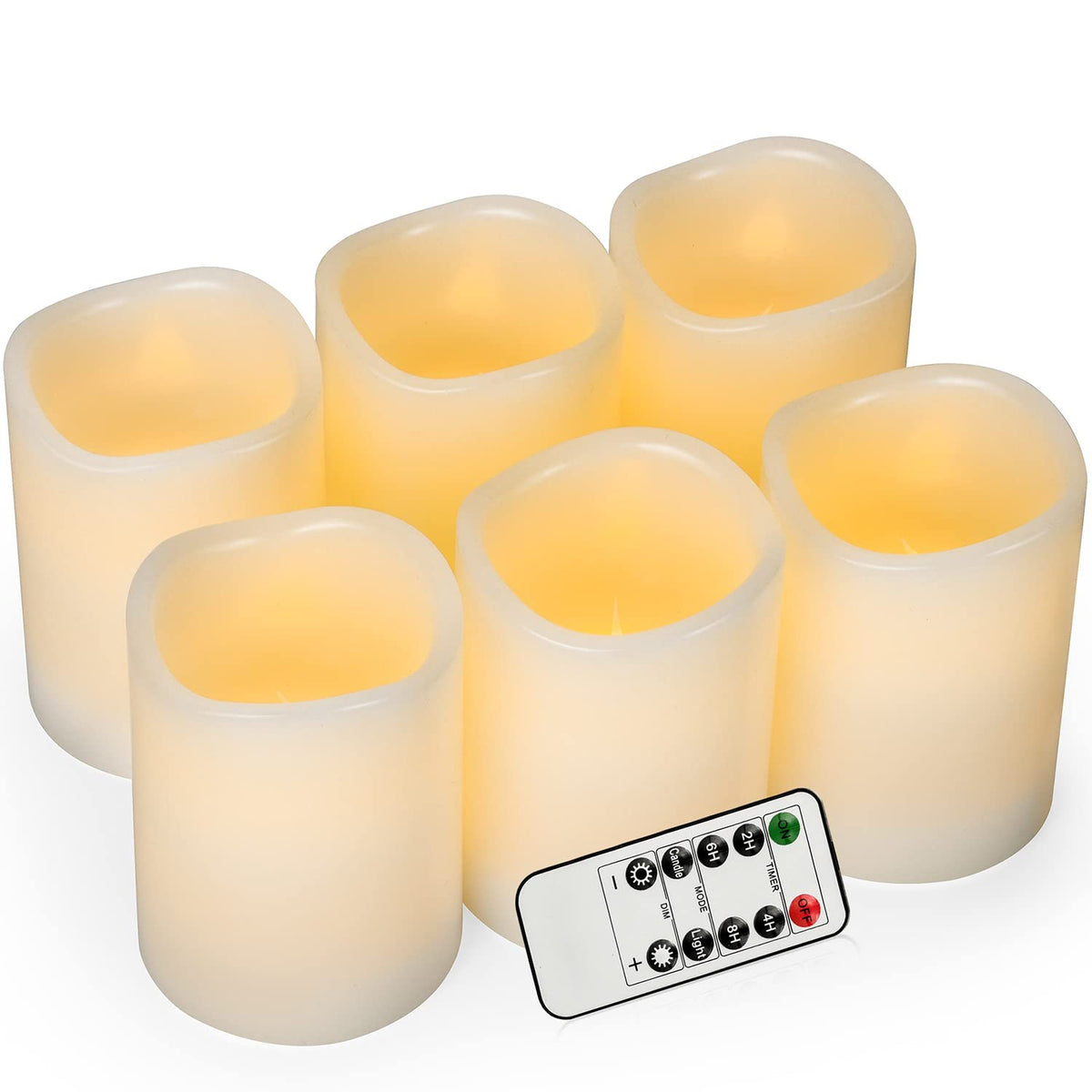 AKU TONPA Flameless Candles Battery Operated Pillar Real Wax Electric LED Candle Sets with Remote Control Cycling 24 Hours Timer, 4" 5" 6" Pack of 3