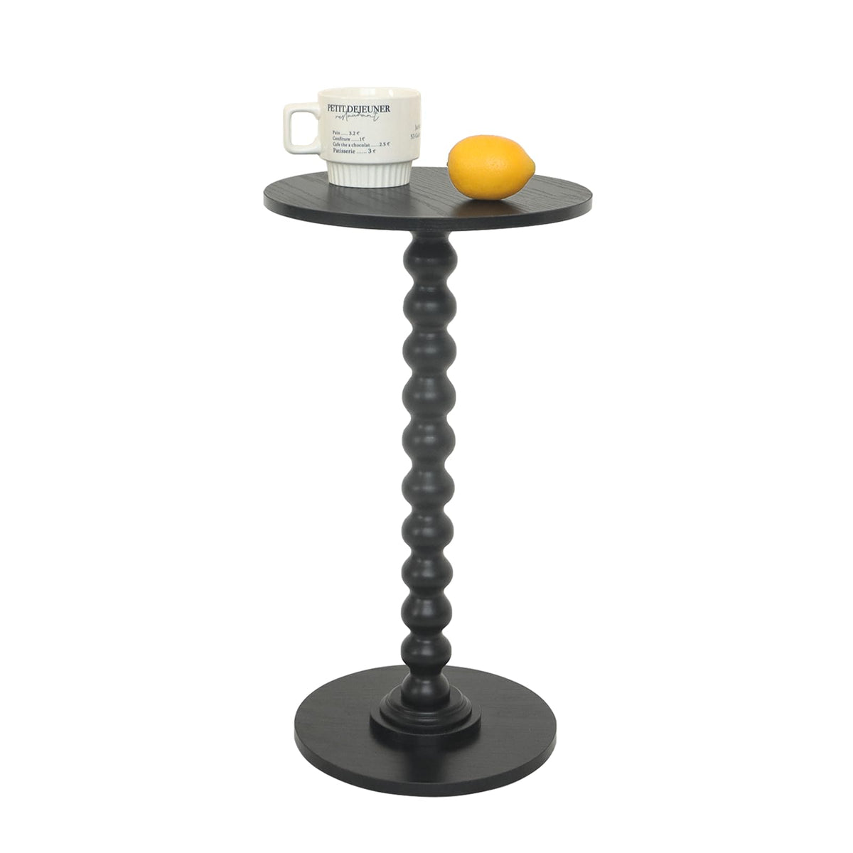 Fultyle Round Side Table, Small Drink Table for Small Spaces, Modern End Coffee Table with Solid Wood Leg for Living Room, Bedroom, Corners, and Office