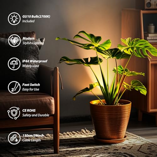 GeyouLux Uplighting Indoor Floor Can Light, 6W Up Lights with 2700K LED GU10 Bulbs