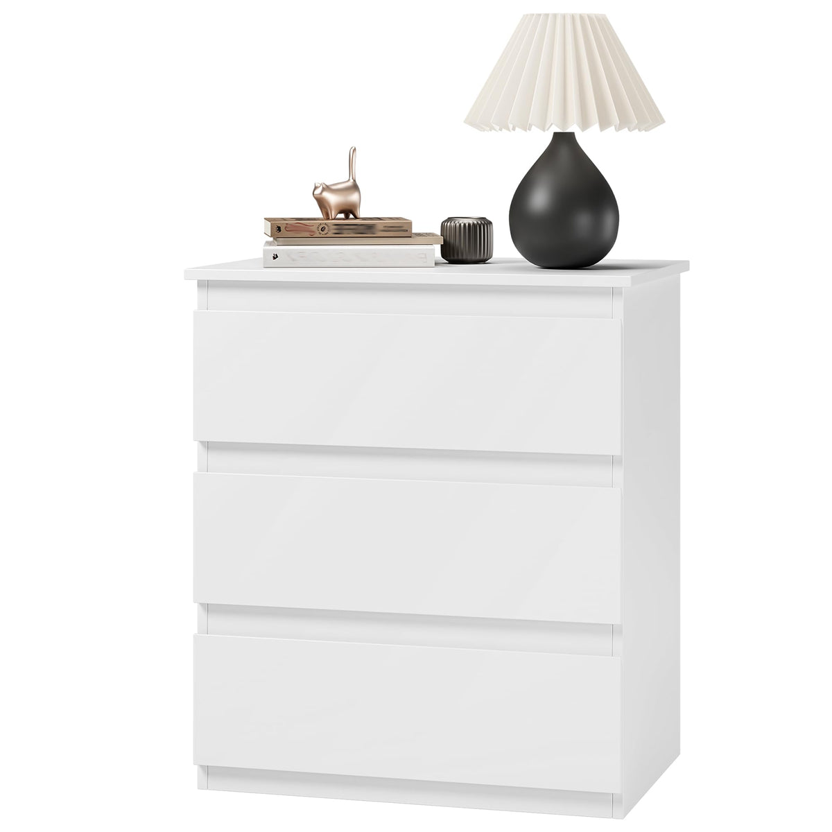 Bamjoy Nightstand with 3 Drawers, Beside Table with Drawers for Bedroom, Small Side Table Storage Cabinet 3 Drawer Night Stand for Home Office
