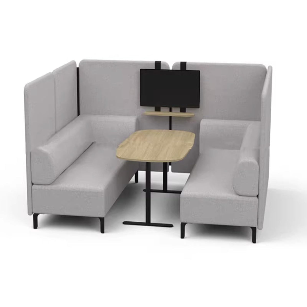 Modern Modular High Back Sofa With Privacy ScreenPartition Seating Set