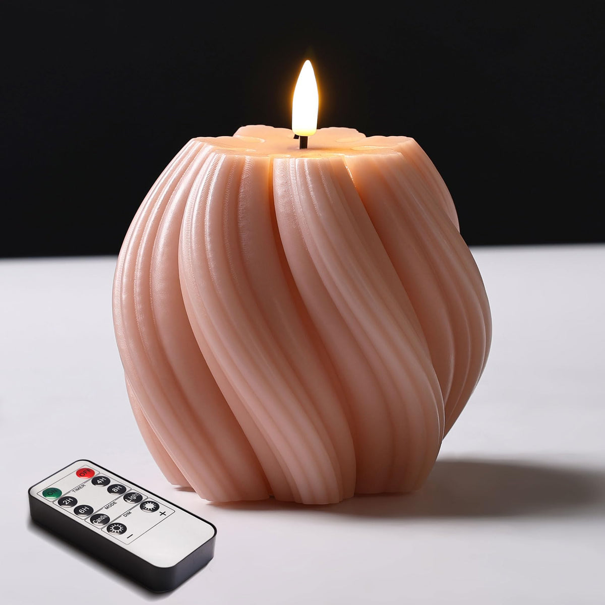 Girimax Swirl Flickering Flameless Candles with Remote Timer