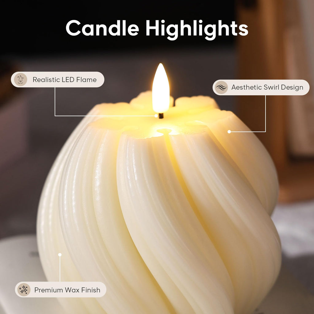 Girimax Swirl Flameless Candles with Remote & Timer