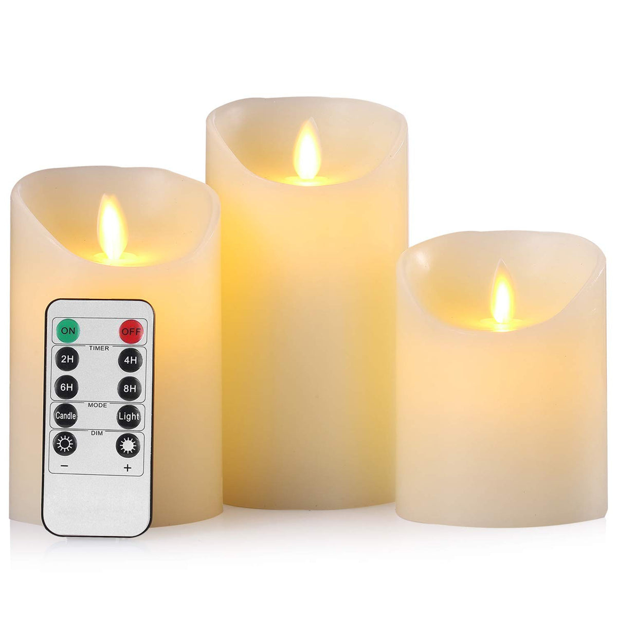 AKU TONPA Flameless Candles Battery Operated Pillar Real Wax Electric LED Candle Sets with Remote Control Cycling 24 Hours Timer, 4" 5" 6" Pack of 3
