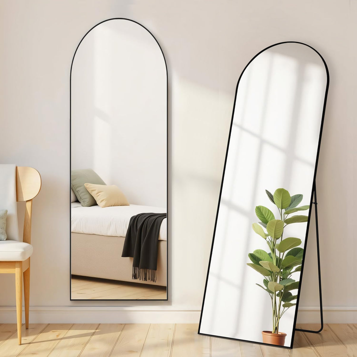 Aidoly Mirror Full Length, Upgraded Body Wall Mirrors with Shatter-Proof Glass, Floor Standing, Hanging or Leaning, Tall Mirror with Stand Aluminum Alloy Frame for Bedroom Cloakroom