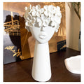 Ceramic Sculpture Female Head Face Flower Vase Decoration, Unique White Centerpiece for Home Decor