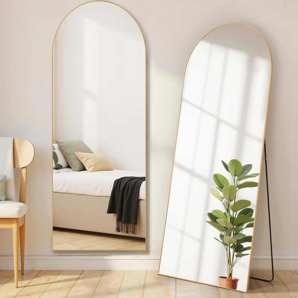 Aidoly Mirror Full Length, Upgraded Body Wall Mirrors with Shatter-Proof Glass, Floor Standing, Hanging or Leaning, Tall Mirror with Stand Aluminum Alloy Frame for Bedroom Cloakroom