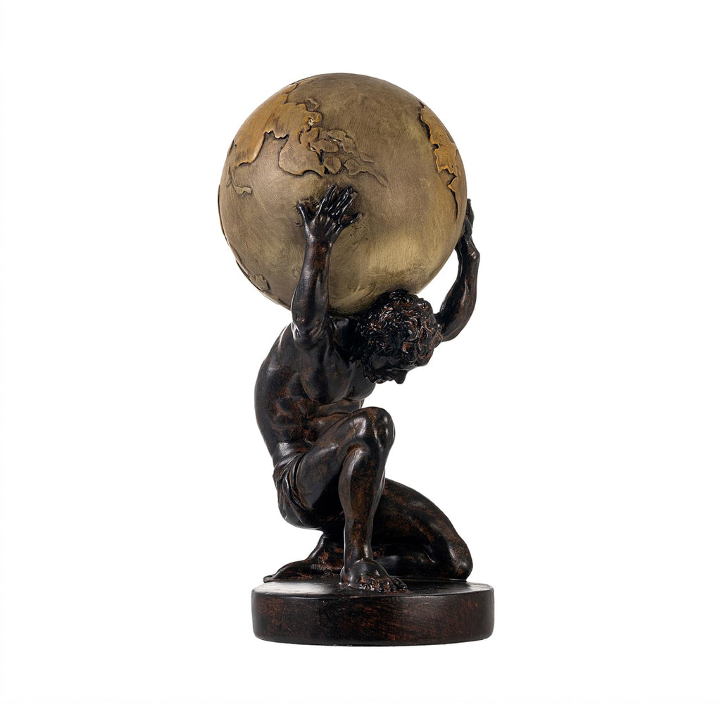 Lukitas Atlas Holding Up World Statue and Sculpture, Resin