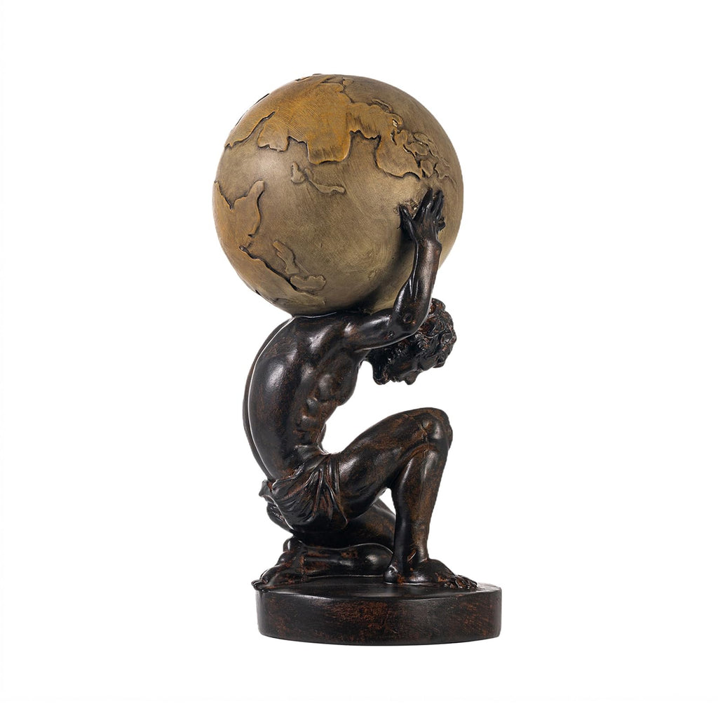 Lukitas Atlas Holding Up World Statue and Sculpture, Resin