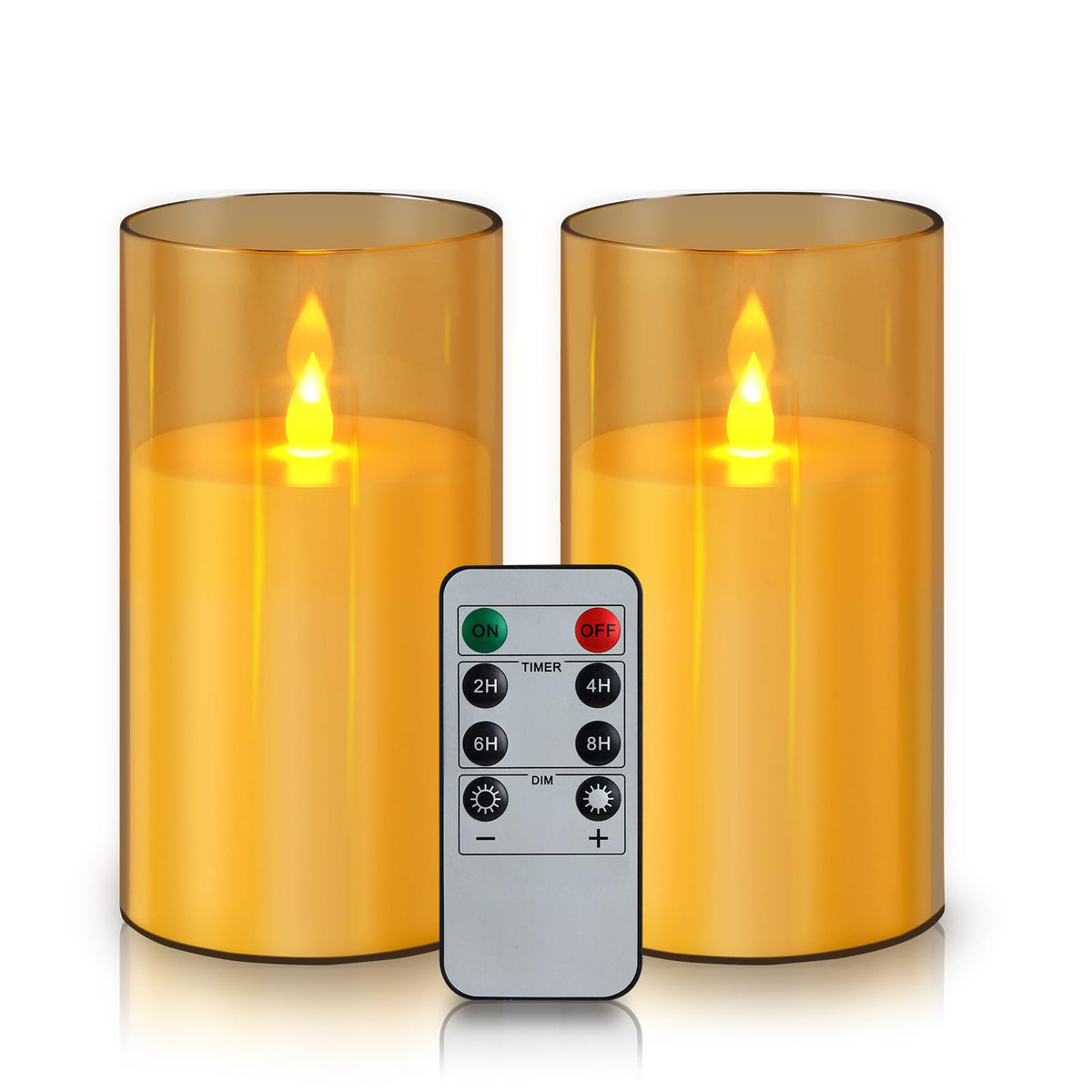 wemarry Flameless Candles 4" 5" 6" Acrylic Glass Pillars 3" Diameter Battery Operated Flickering Candles Include 8-Key Remote with Timer Function 400+ Hours