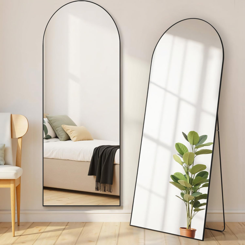 Aidoly Mirror Full Length, Upgraded Body Wall Mirrors with Shatter-Proof Glass, Floor Standing, Hanging or Leaning, Tall Mirror with Stand Aluminum Alloy Frame for Bedroom Cloakroom