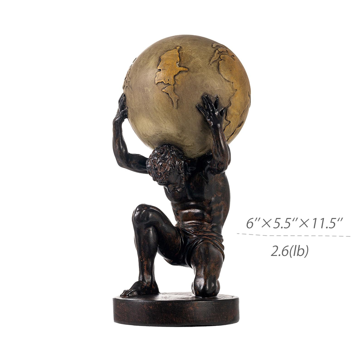 Lukitas Atlas Holding Up World Statue and Sculpture, Resin