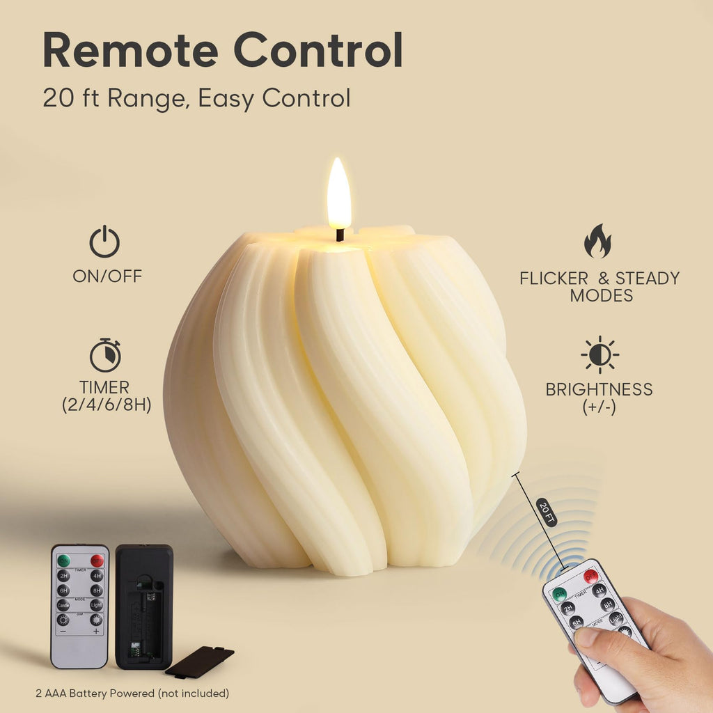 Girimax Swirl Flameless Candles with Remote & Timer
