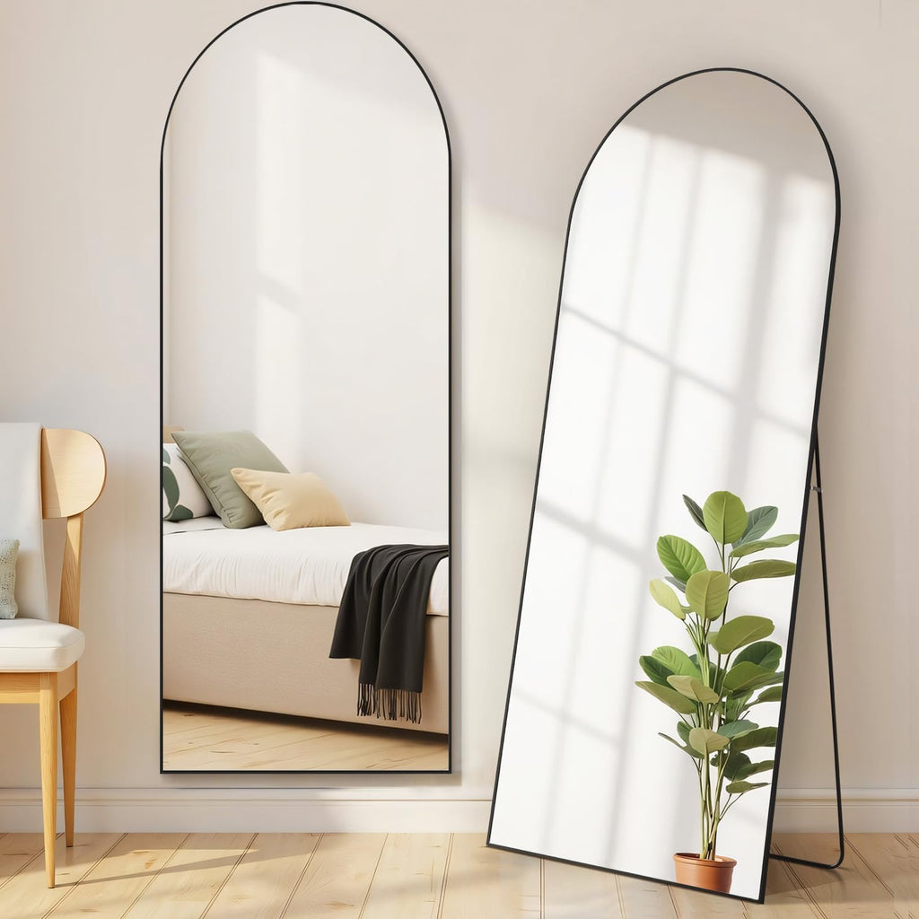 Aidoly Mirror Full Length, Upgraded Body Wall Mirrors with Shatter-Proof Glass, Floor Standing, Hanging or Leaning, Tall Mirror with Stand Aluminum Alloy Frame for Bedroom Cloakroom