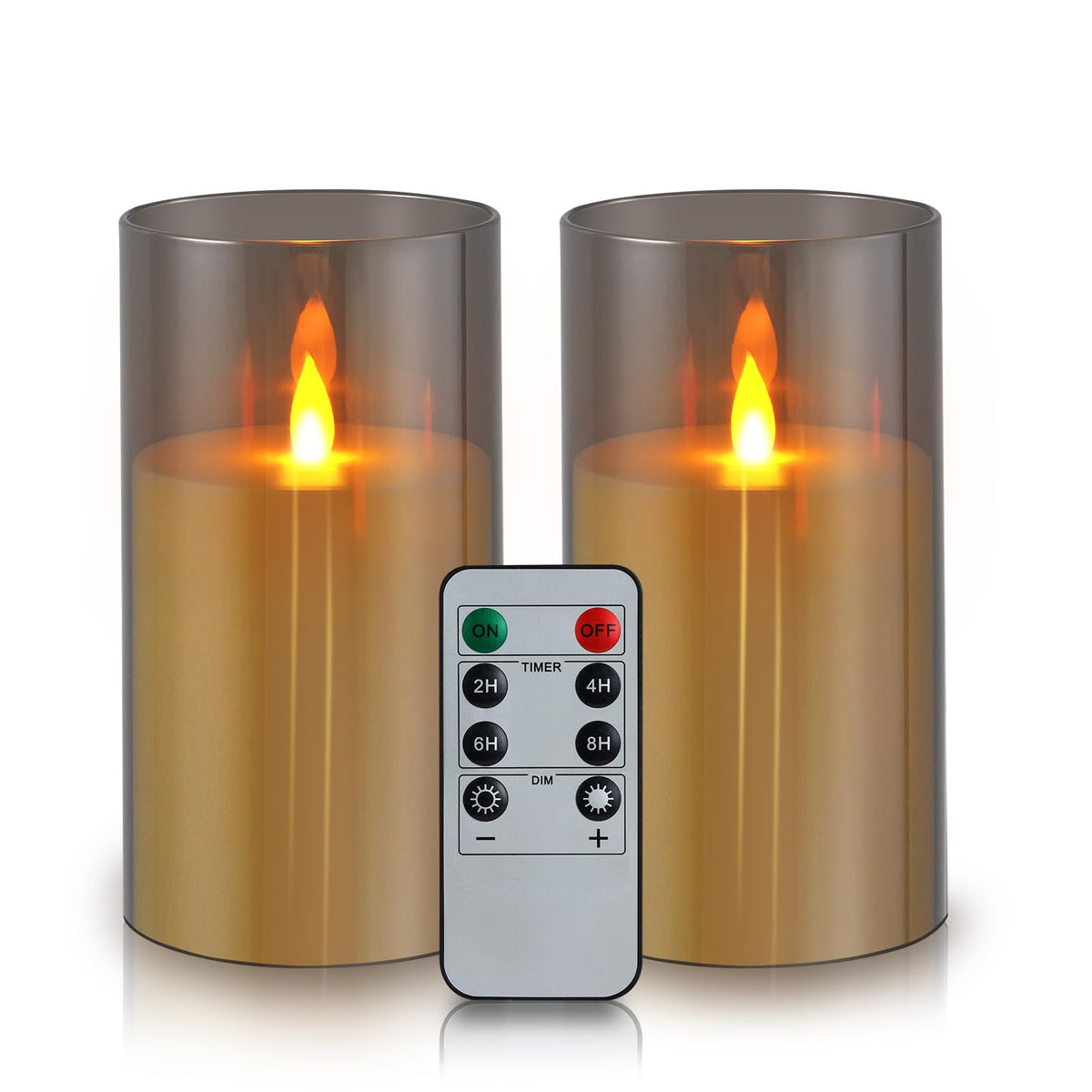 wemarry Flameless Candles 4" 5" 6" Acrylic Glass Pillars 3" Diameter Battery Operated Flickering Candles Include 8-Key Remote with Timer Function 400+ Hours