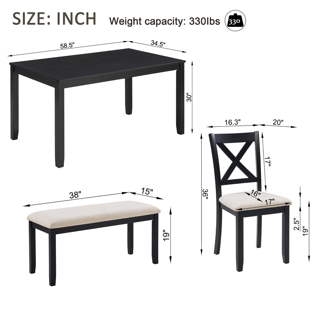 Harper & Bright Designs Wood Dining Table Set, Kitchen Furniture Set with with Table and Chairs