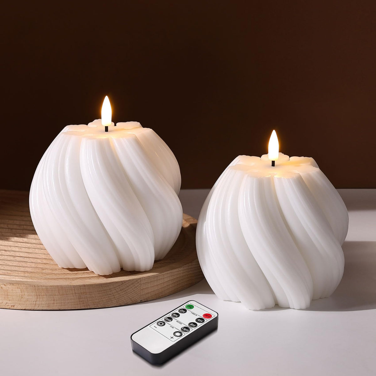 Girimax Swirl Flickering Flameless Candles with Remote Timer