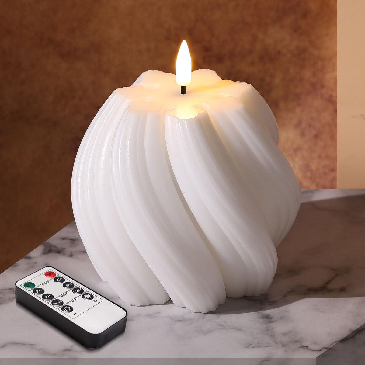 Girimax Swirl Flickering Flameless Candles with Remote Timer