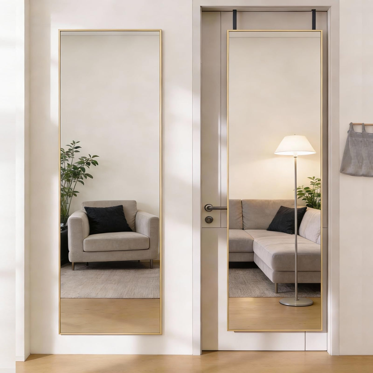 Aidoly Mirror Full Length, Upgraded Body Wall Mirrors with Shatter-Proof Glass, Floor Standing, Hanging or Leaning, Tall Mirror with Stand Aluminum Alloy Frame for Bedroom Cloakroom