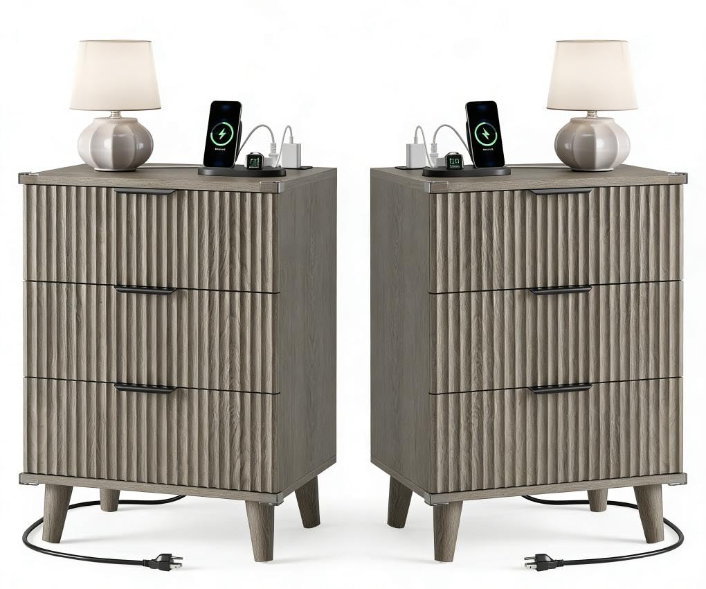 Lulive Wood Black Dresser for Bedroom Fluted Modern Chest of Drawers Storage Organizer