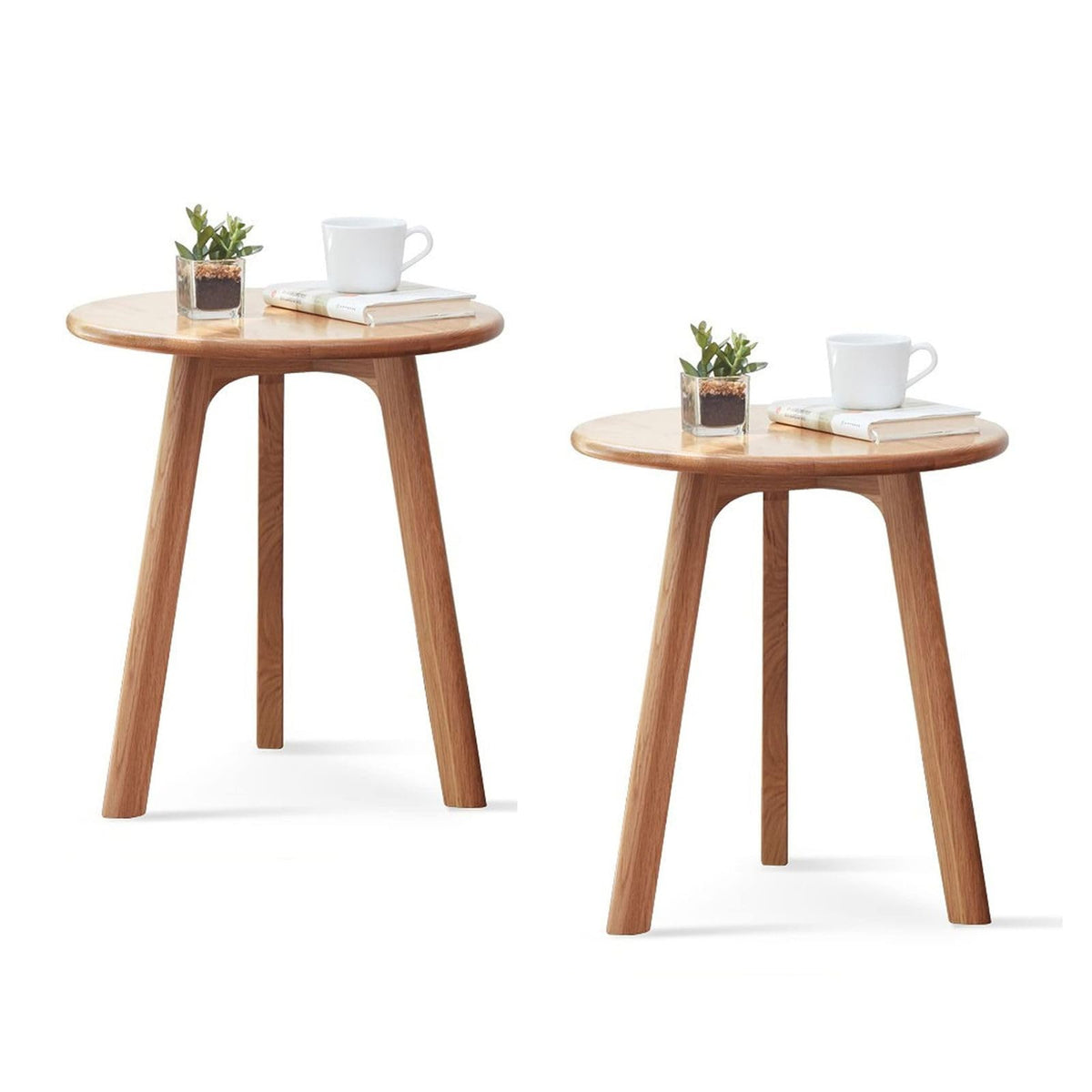 Vadisun Round End Table - Accent Side Table with 3 Legs, 100% Natural Solid Wood Side Table for Living Room, Eco-Friendly Painted Small End Table for Bedroom Office Small Spaces