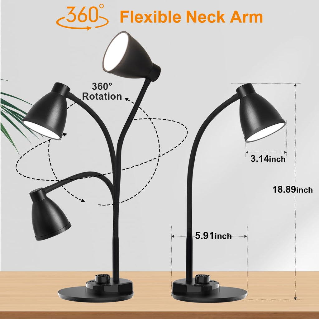 BOHON LED Desk Lamp with USB Charging Port 3 Color Modes Dim Reading Light