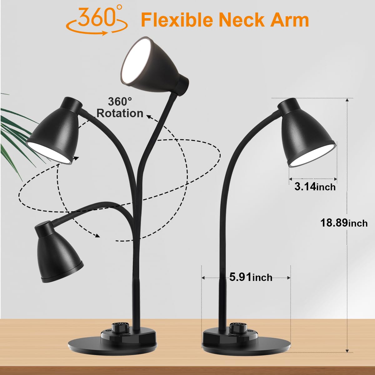 BOHON LED Desk Lamp with USB Charging Port 3 Color Modes Dim Reading Light