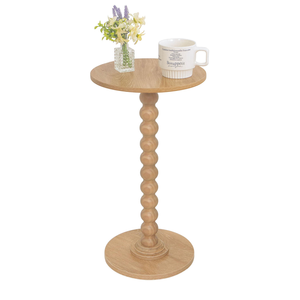 Fultyle Round Side Table, Small Drink Table for Small Spaces, Modern End Coffee Table with Solid Wood Leg for Living Room, Bedroom, Corners, and Office