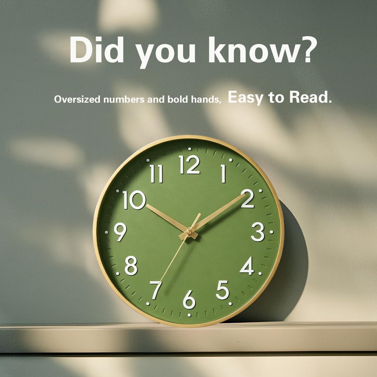 Mosewa Wall Clock, Battery Operated Silent Non-Ticking Modern Analog Clock Decorative for Kitchen, Bedroom, Office, Living Room