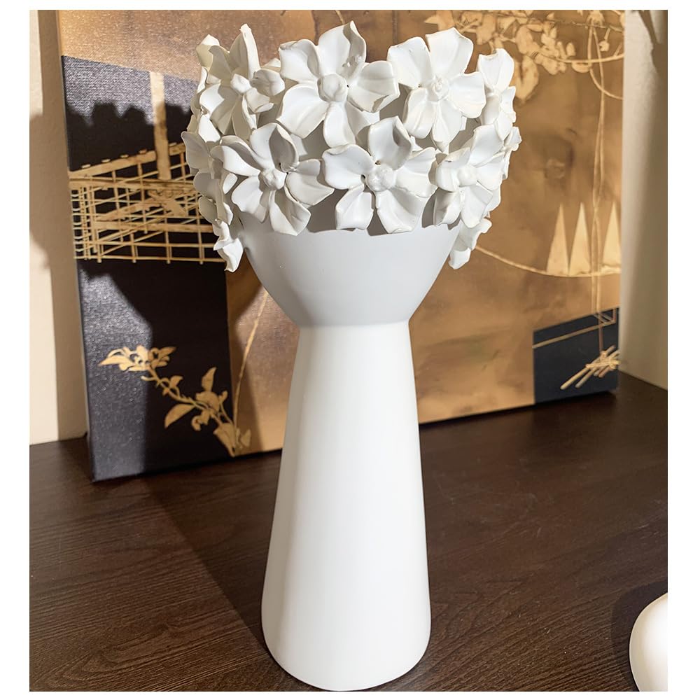 Ceramic Sculpture Female Head Face Flower Vase Decoration, Unique White Centerpiece for Home Decor