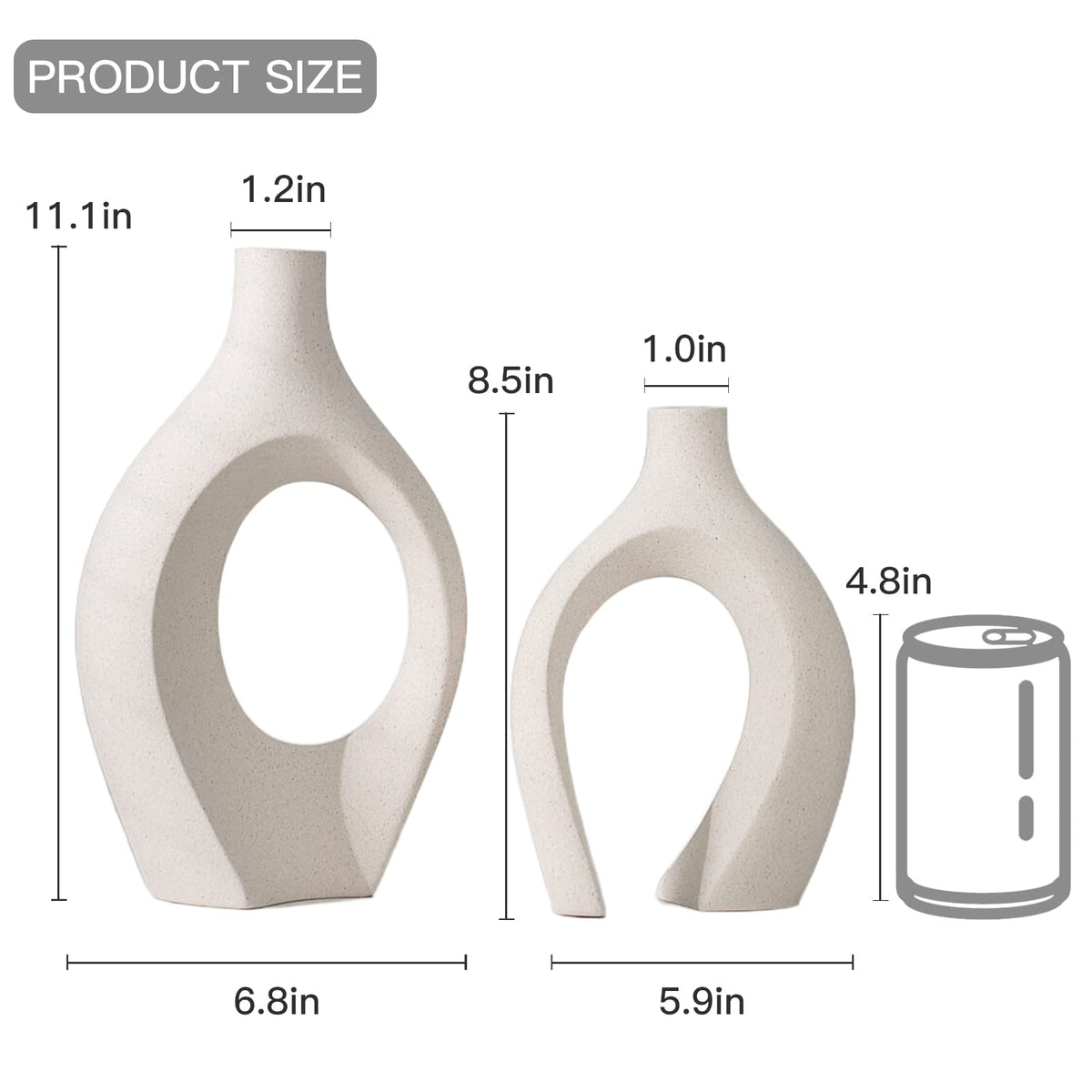 Lvases Cream White Hollow Ceramic Vase Set of 2 for Modern Book Shelf Decor, Nordic Boho Aesthetic Vase, Decorative Pampas Grass Vases for Home Dining Console Console Entry Table
