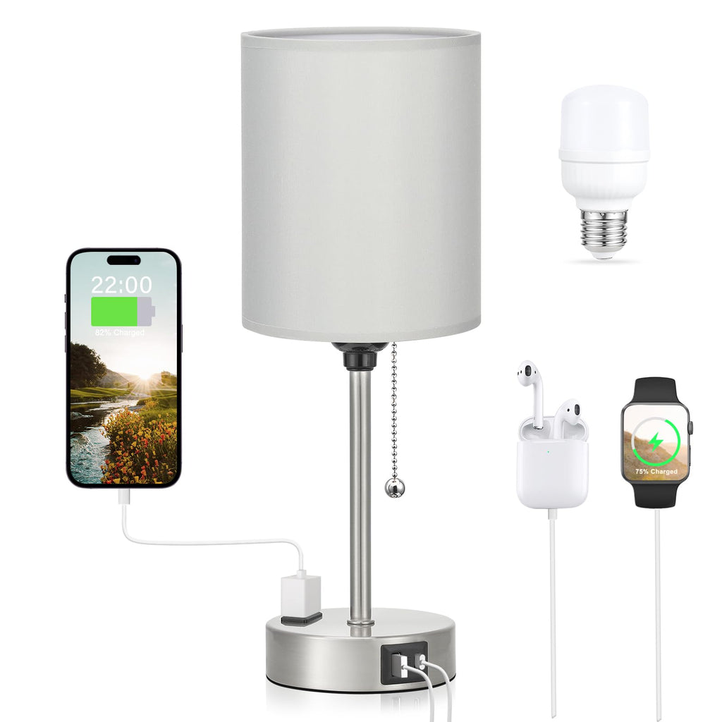 Dicoool Pull Chain Bedside Lamps for Bedroom,Small Lamp