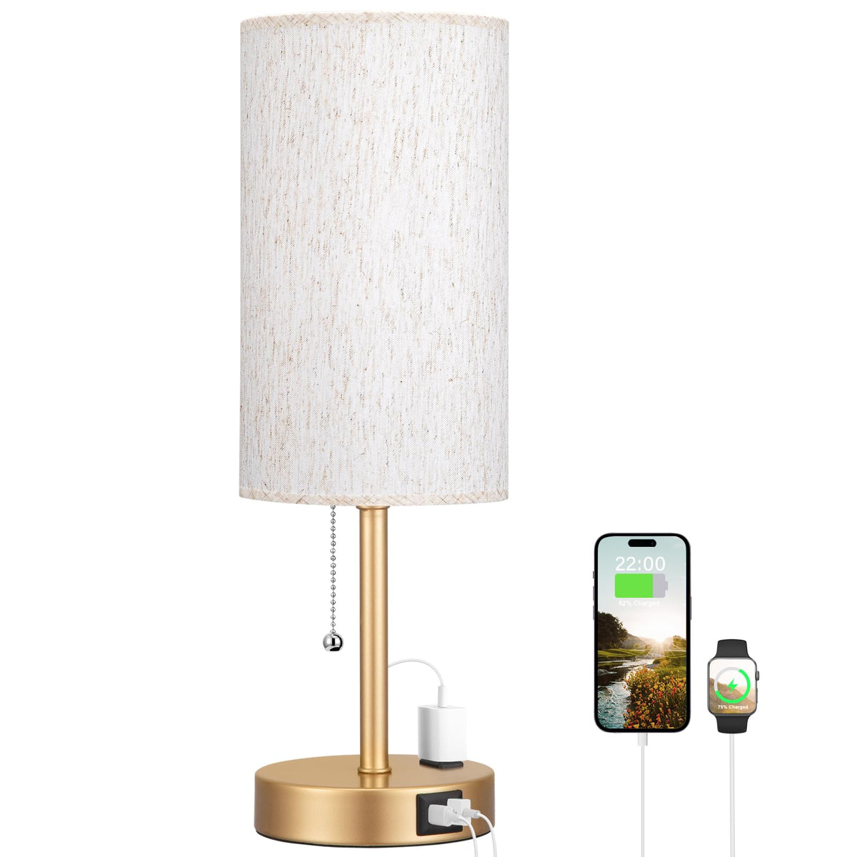 Dicoool Pull Chain Bedside Lamps for Bedroom,Small Lamp