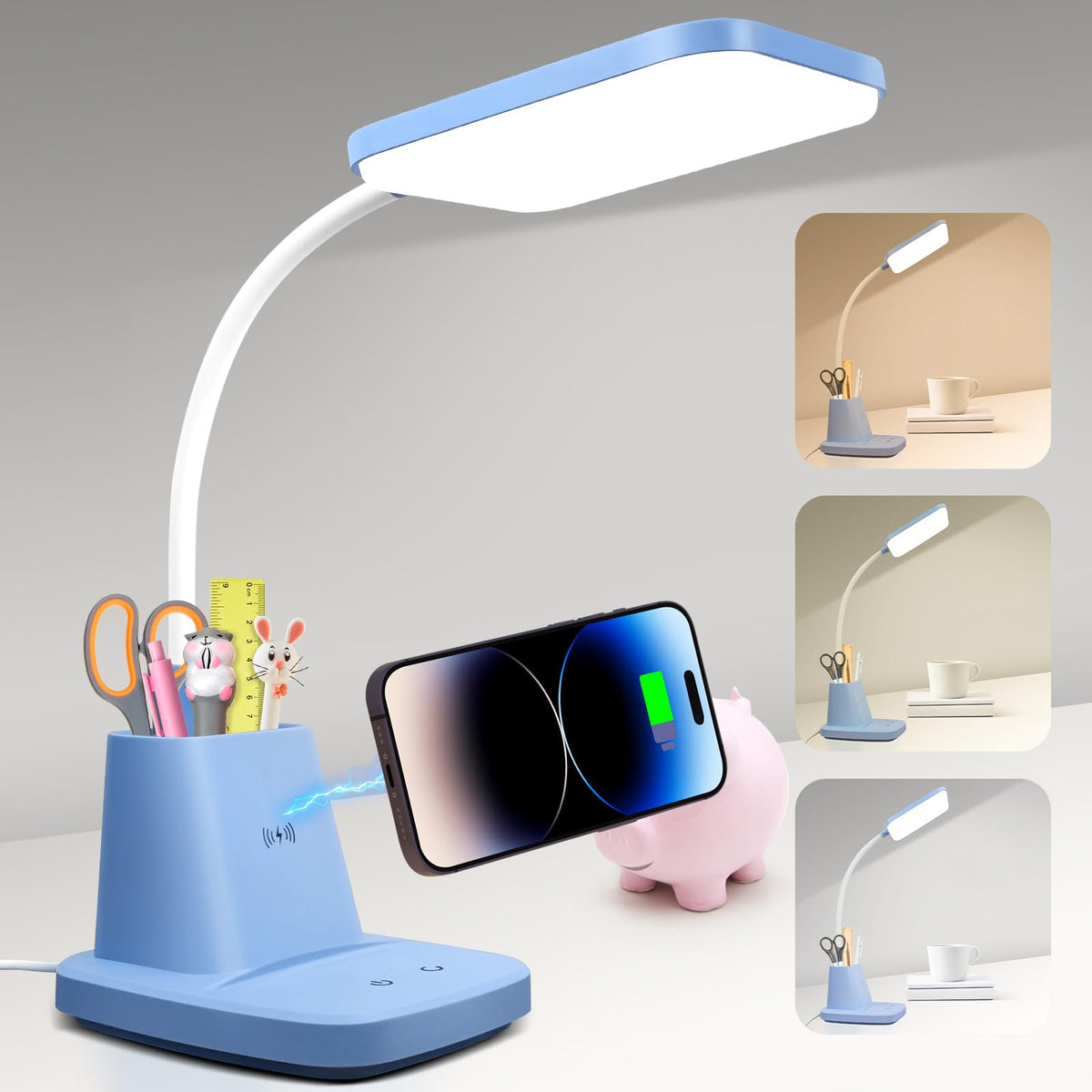 Sailstar Desk Lamp, Wireless Charger Small Desk Lamp, 3 Color Modes