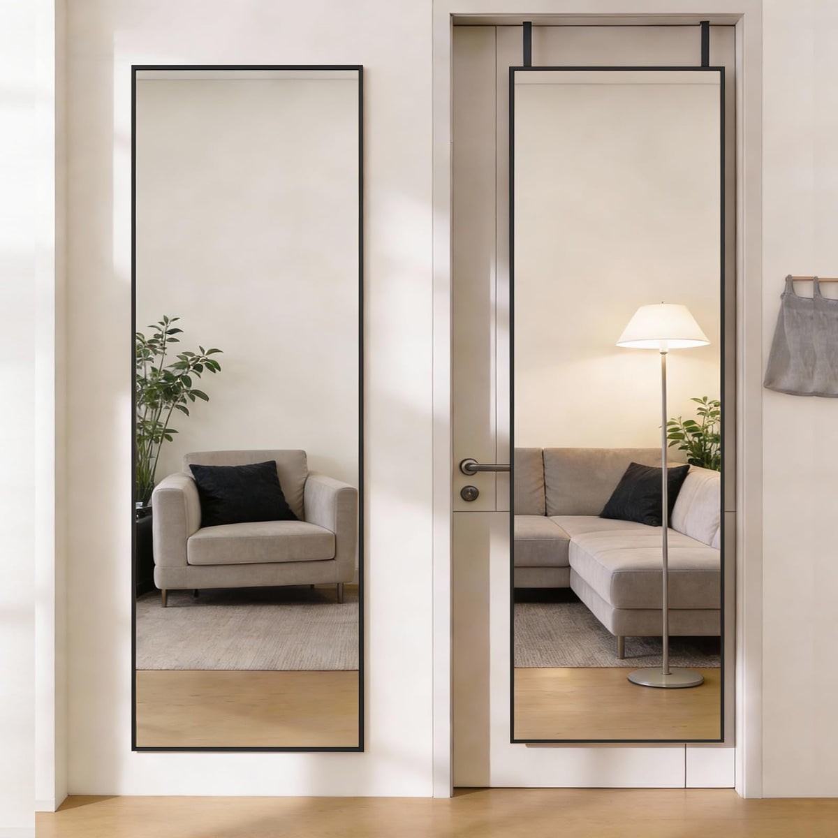 Aidoly Mirror Full Length, Upgraded Body Wall Mirrors with Shatter-Proof Glass, Floor Standing, Hanging or Leaning, Tall Mirror with Stand Aluminum Alloy Frame for Bedroom Cloakroom