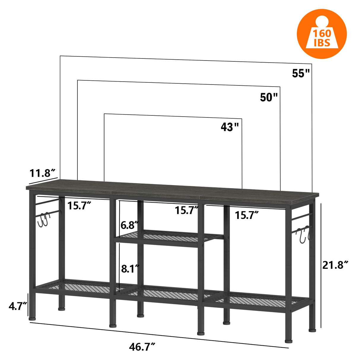 Furologee TV Stand for TVs up to 55 Inch