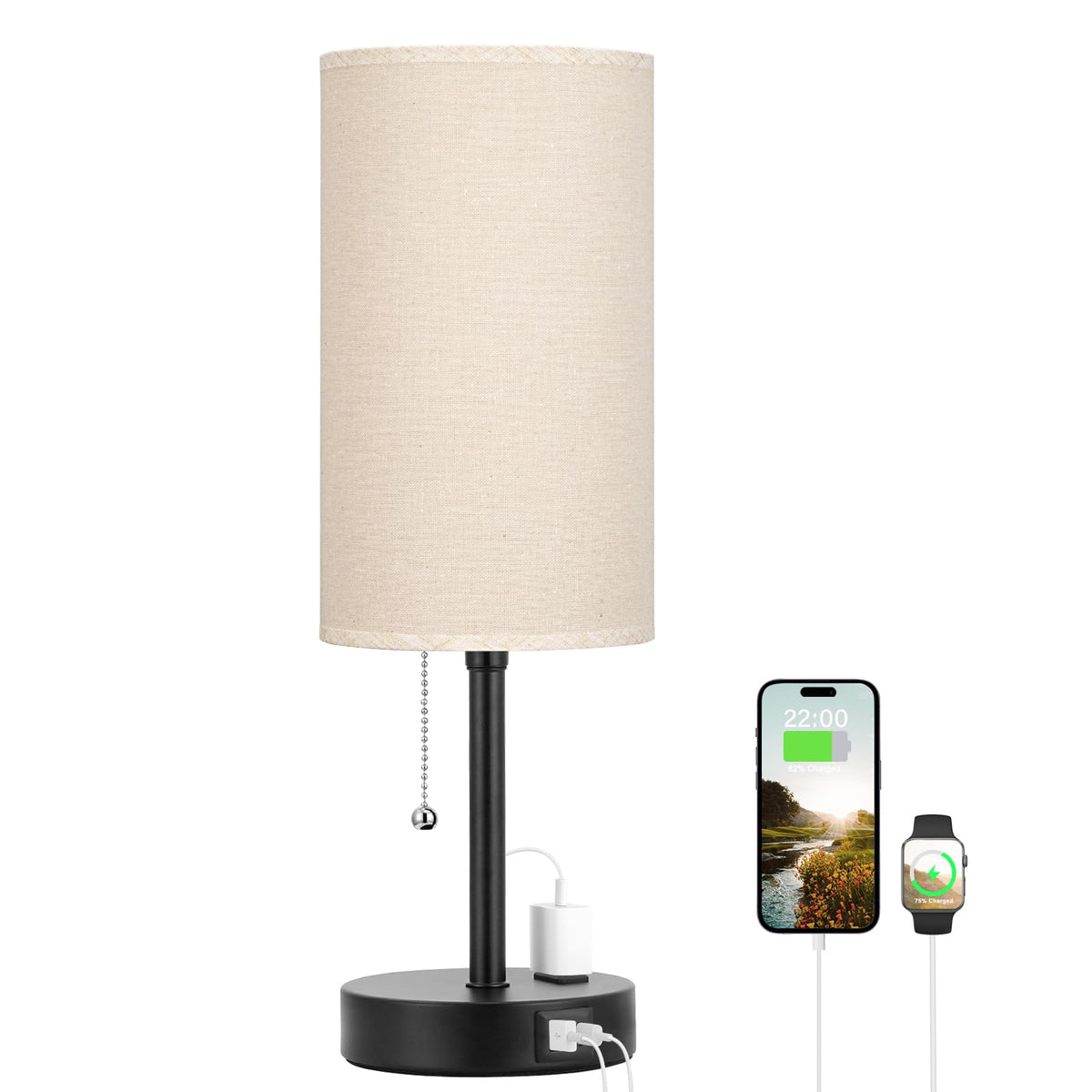 Dicoool Pull Chain Bedside Lamps for Bedroom,Small Lamp