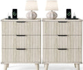 Lulive Wood Black Dresser for Bedroom Fluted Modern Chest of Drawers Storage Organizer