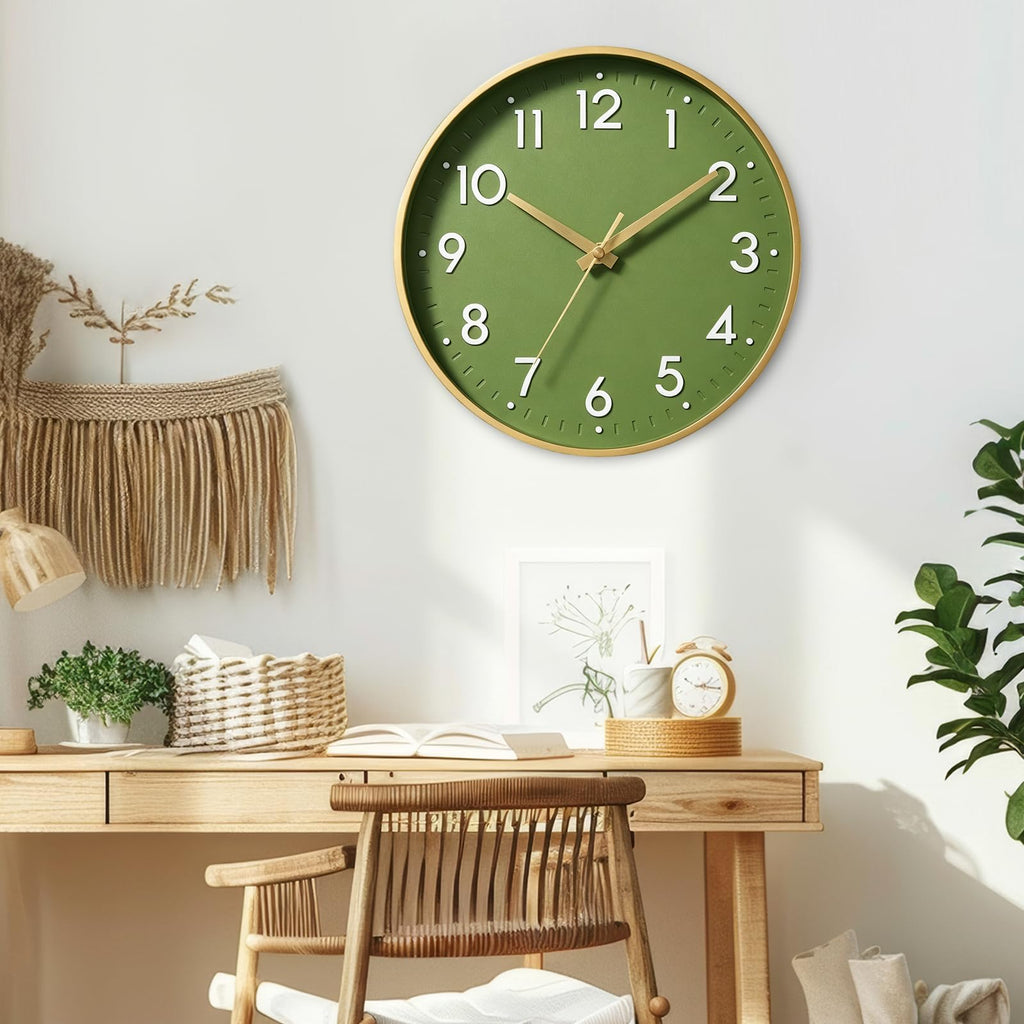 Mosewa Wall Clock, Battery Operated Silent Non-Ticking Modern Analog Clock Decorative for Kitchen, Bedroom, Office, Living Room