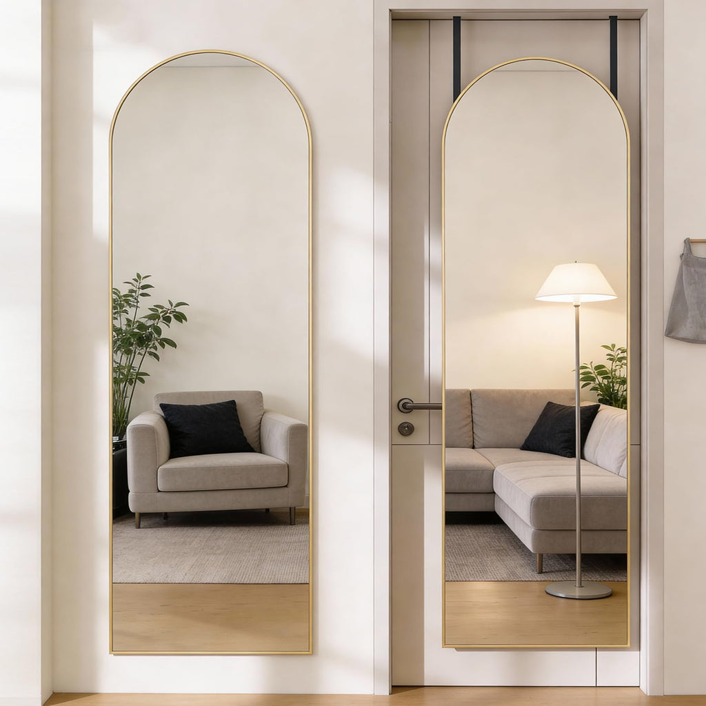 Aidoly Mirror Full Length, Upgraded Body Wall Mirrors with Shatter-Proof Glass, Floor Standing, Hanging or Leaning, Tall Mirror with Stand Aluminum Alloy Frame for Bedroom Cloakroom